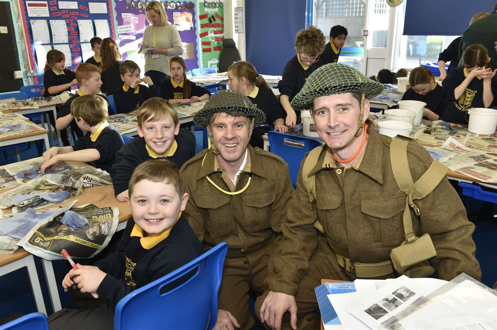 All eras in our history are explored by The History Project as pictured here during a workshop with Sandwich Junior School