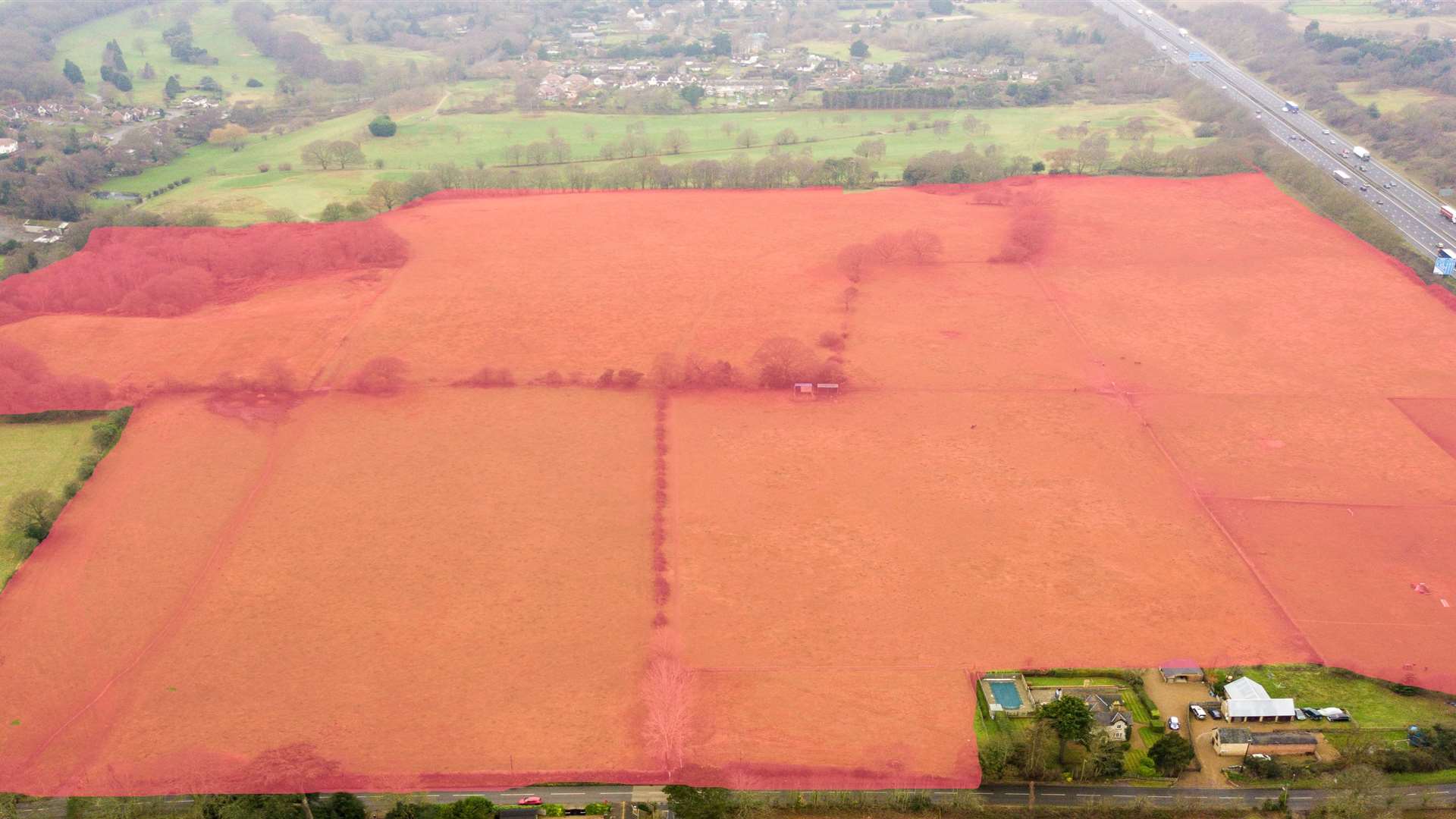 Andy Betts took a picture of the proposed site, highlighted in red, on his drone.