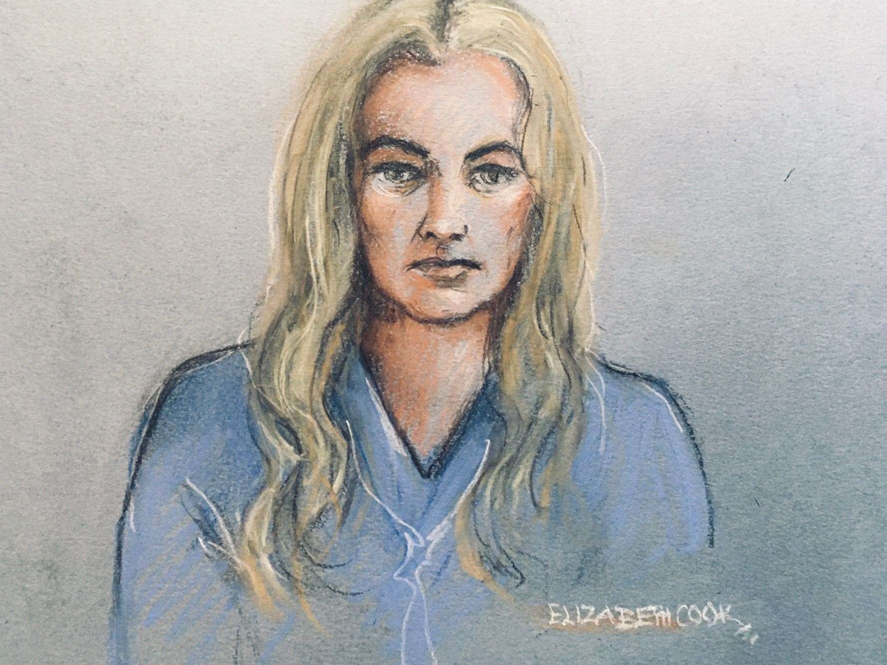 Court artist sketch of Kate James (Elizabeth Cook/PA)