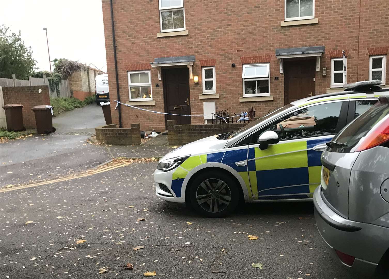 Police outside Oast View Terrace, off Mierscourt Road, Rainham