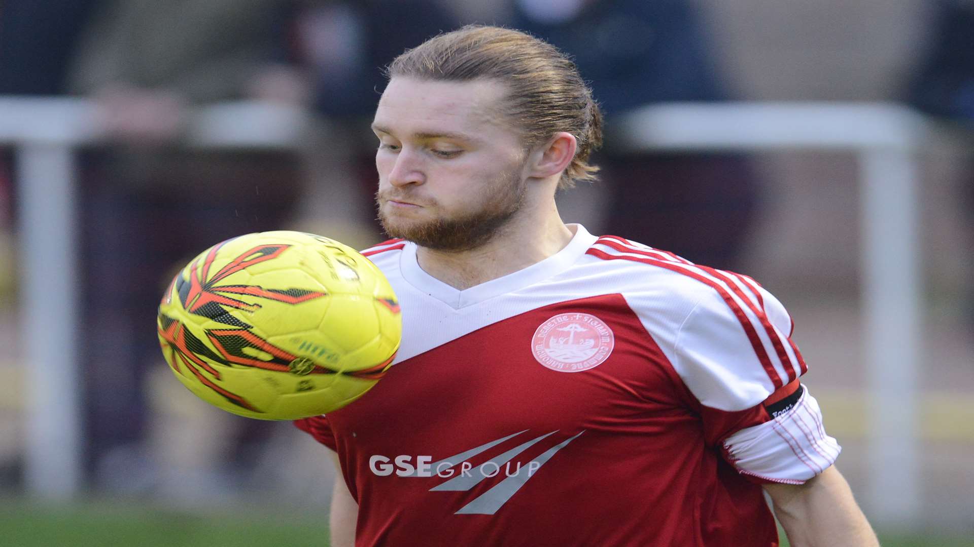 Alife May during his farewell appearance for Hythe against Faversham on New Year's Eve. Picture: Gary Browne