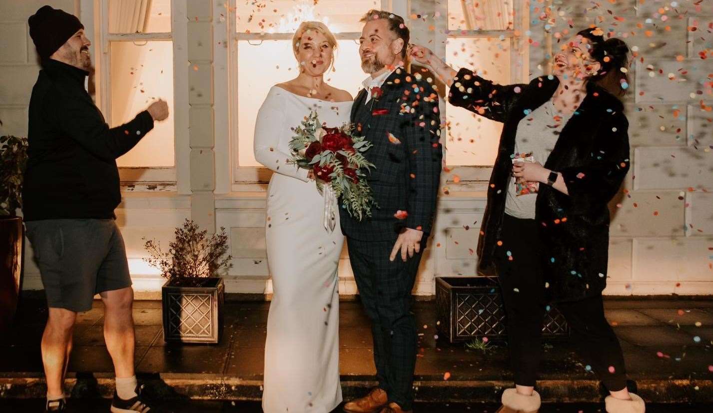 Rosie and Jon Gill-Moss married on Monday just hours before the lockdown came into force. Picture courtesy of Michelle Cordner