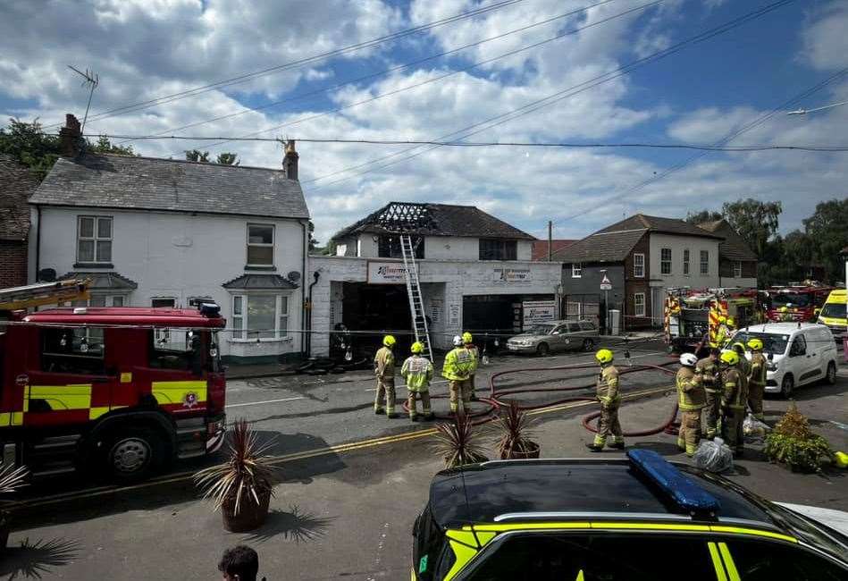 Firefighters working on the scene in Sturry near Canterbury. Picture: Trisha Childs