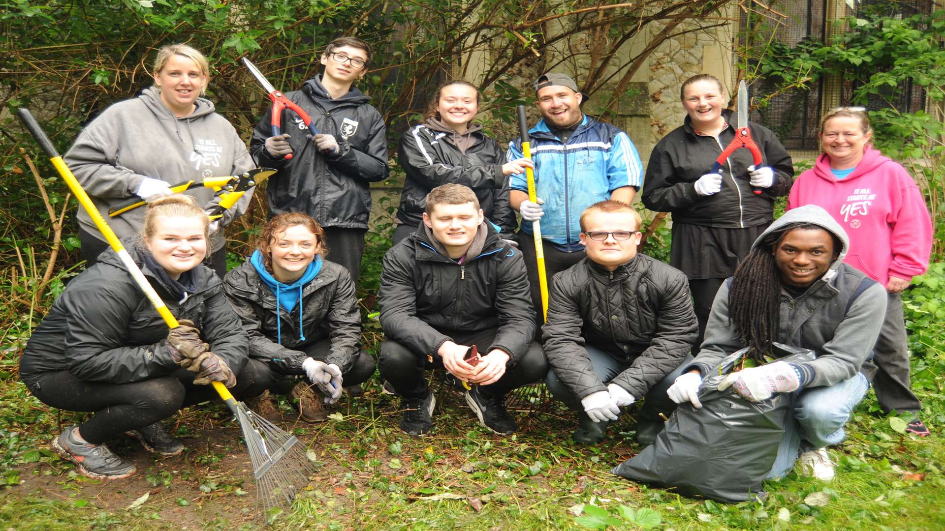 Young people from Medway Youth Trust helped to clear the garden at Chatham Memorial Synagogue