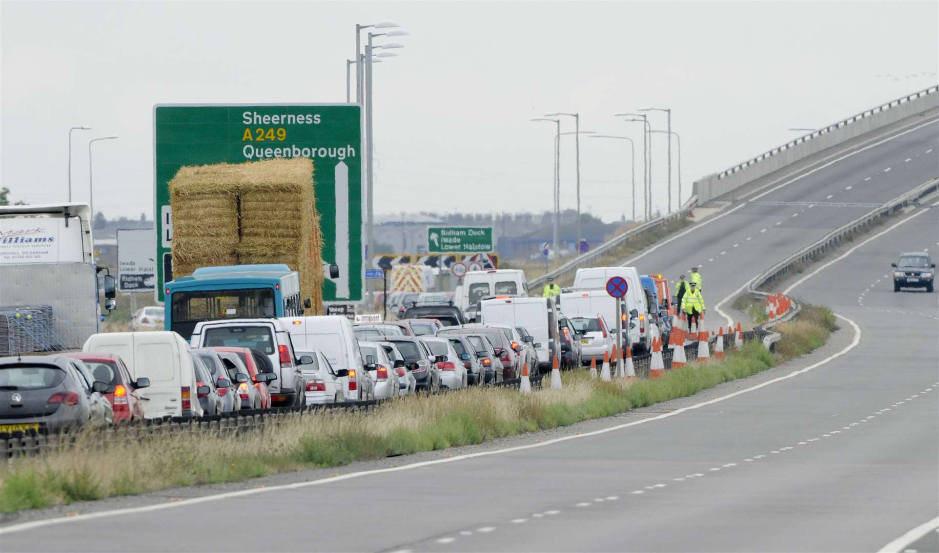 Police divert island-bound traffic off the A249 before the Sheppey Crossing. Stock picture