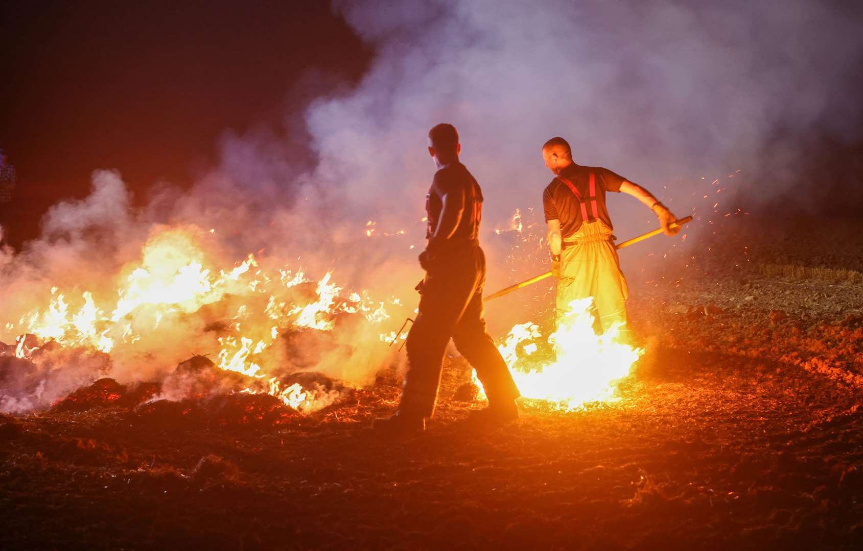 The flames ripped through a large field in Lydden, near. Dover Picture: UKNIP