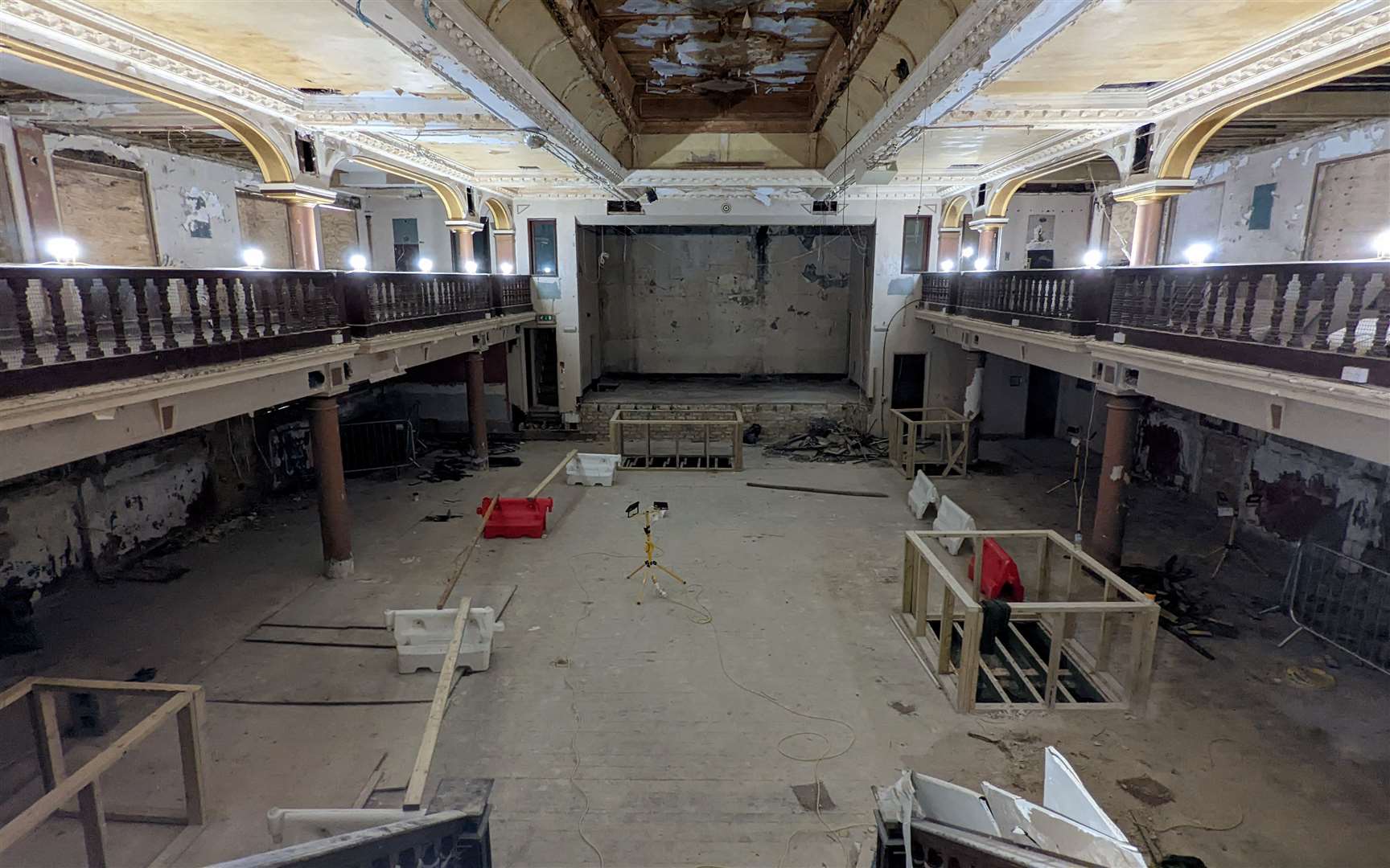 A look inside the Leas Pavilion in 2020, before work began. The landmark was suffering from water damage and was in desperate need of repairs