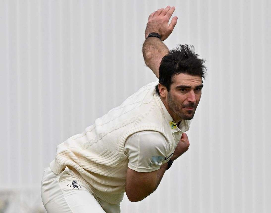 Grant Stewart - finished day one of Kent’s County Championship Division 1 match against Somerset with figures of 2-86. Picture: Keith Gillard