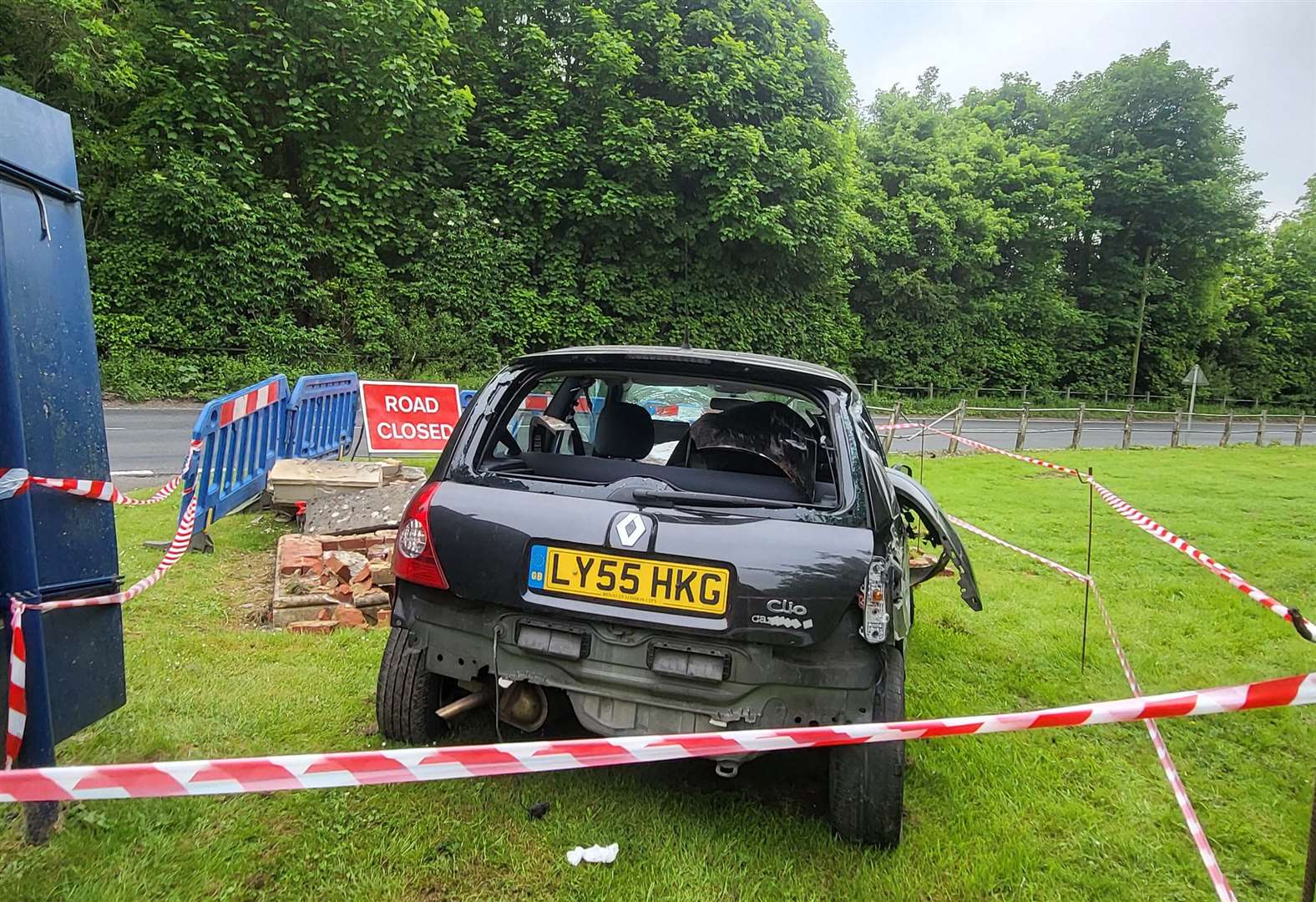 A car hit a brick bollard on the A260 in Barham near Canterbury