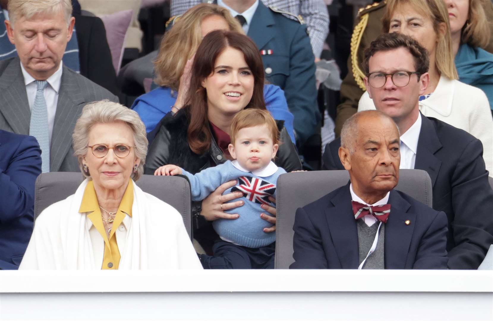 Princess Eugenie and her husband Jack Brooksbank with their eldest son August (Chris Jackson/PA)