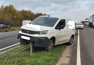 Van crashes into A249 central reservation