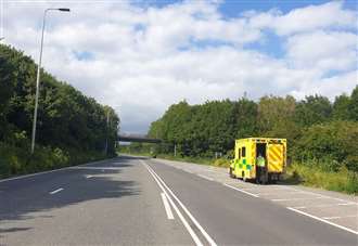Motorcyclist in hospital after crash
