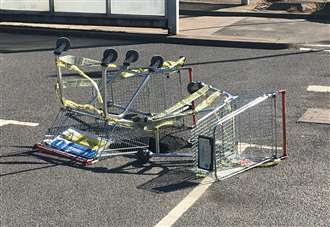 Trolleys block sinkhole for a month