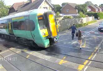 Terrifying footage of level crossing near misses