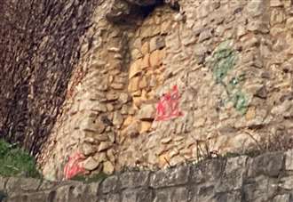 Graffiti vandals target ancient castle walls