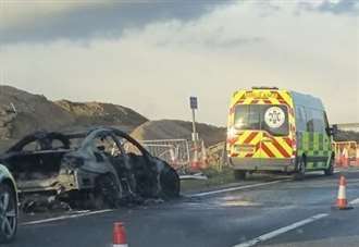 Car fire on A249 results in long delays