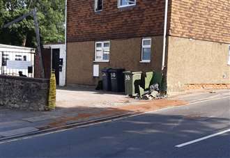 Neighbours rush to help driver after car hits flats