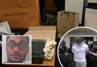 Moment cocaine dealer brought down in flat full of designer bags