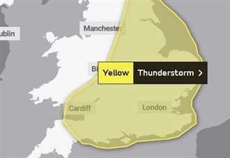 Weather warning issued for thunderstorms tomorrow