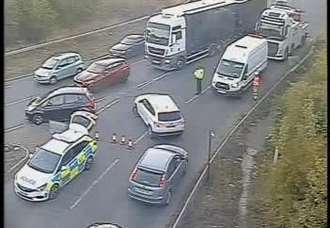 M20 closed after lorry crash