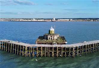 The once-stunning Kent pier head now cut off and left to rot