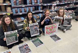 Animal rights activists protest in supermarket meat aisles