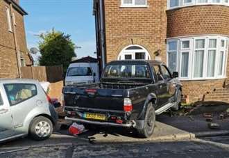 Wheelie bin 'saves the day' as runaway car crashes into driveway