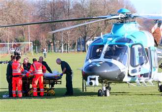 Young footballer flown to hospital after horror injury