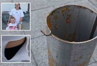 'Dangerous pole outside Aldi shredded my shirt'