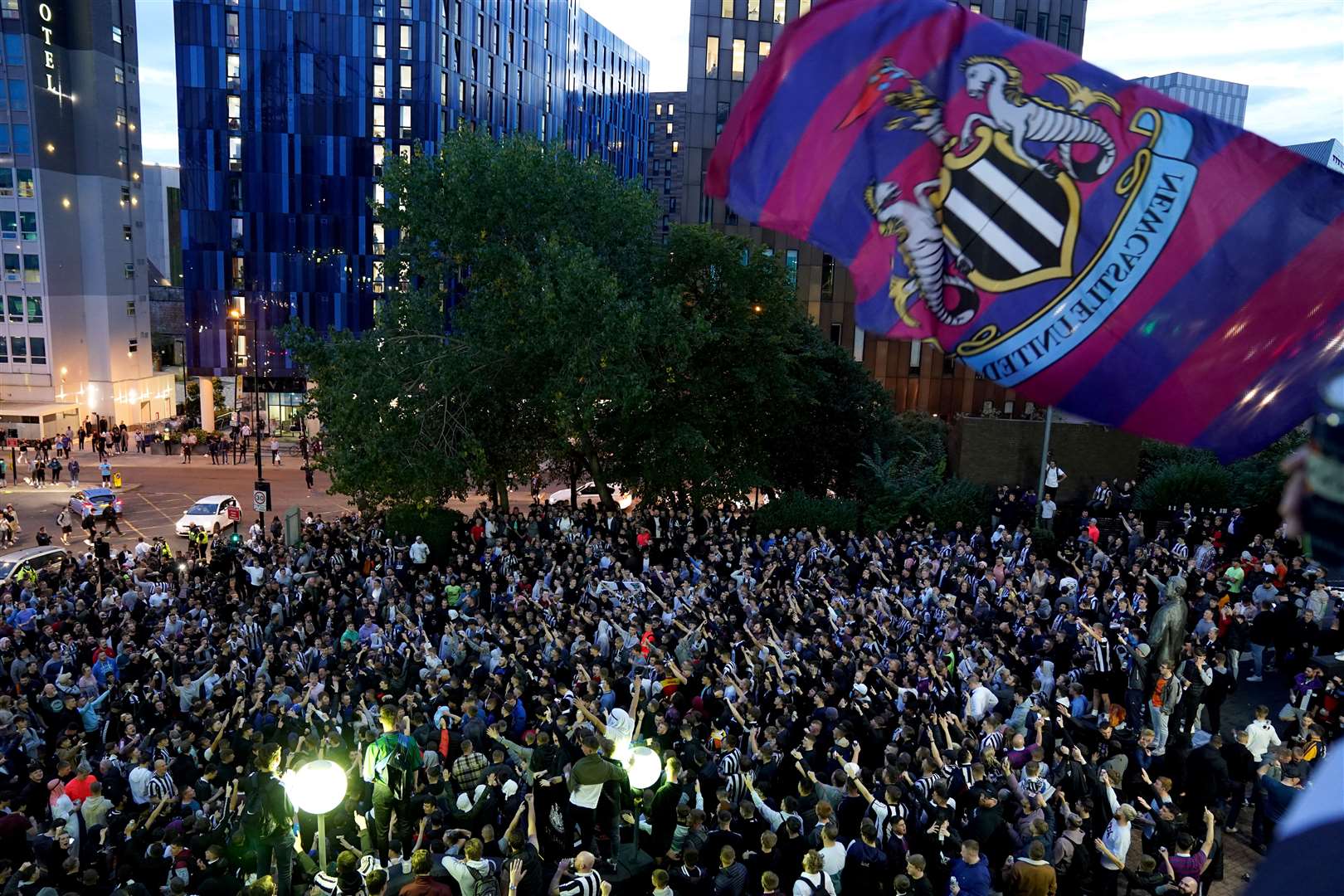 Newcastle United fans outside St James’ Park following the announcement (Owen Humphreys/PA)