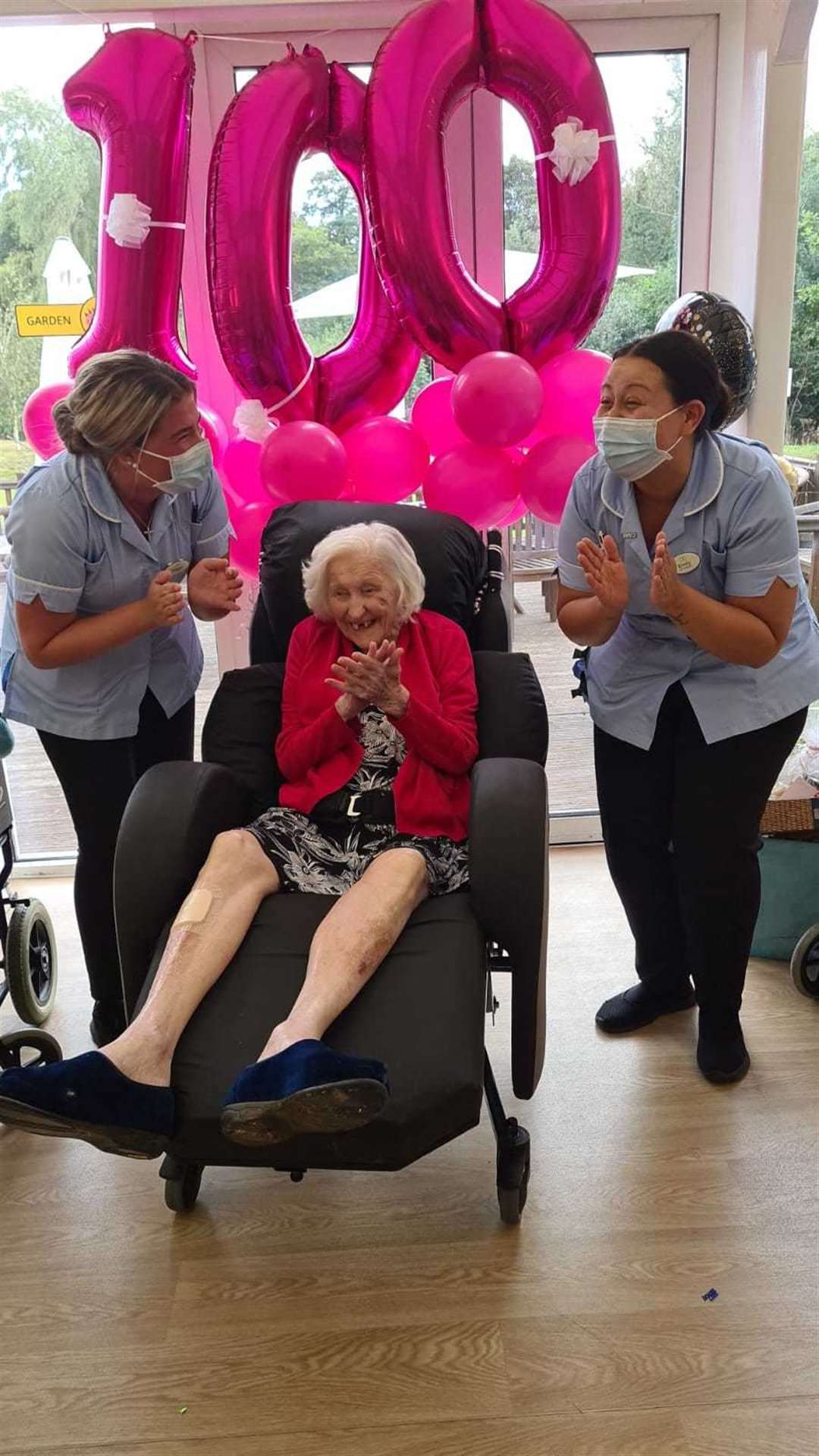 Ivy Watson (centre) with carers Teigan Clifton (left) and Emily Sanders (right) Picture: Laura Tierney