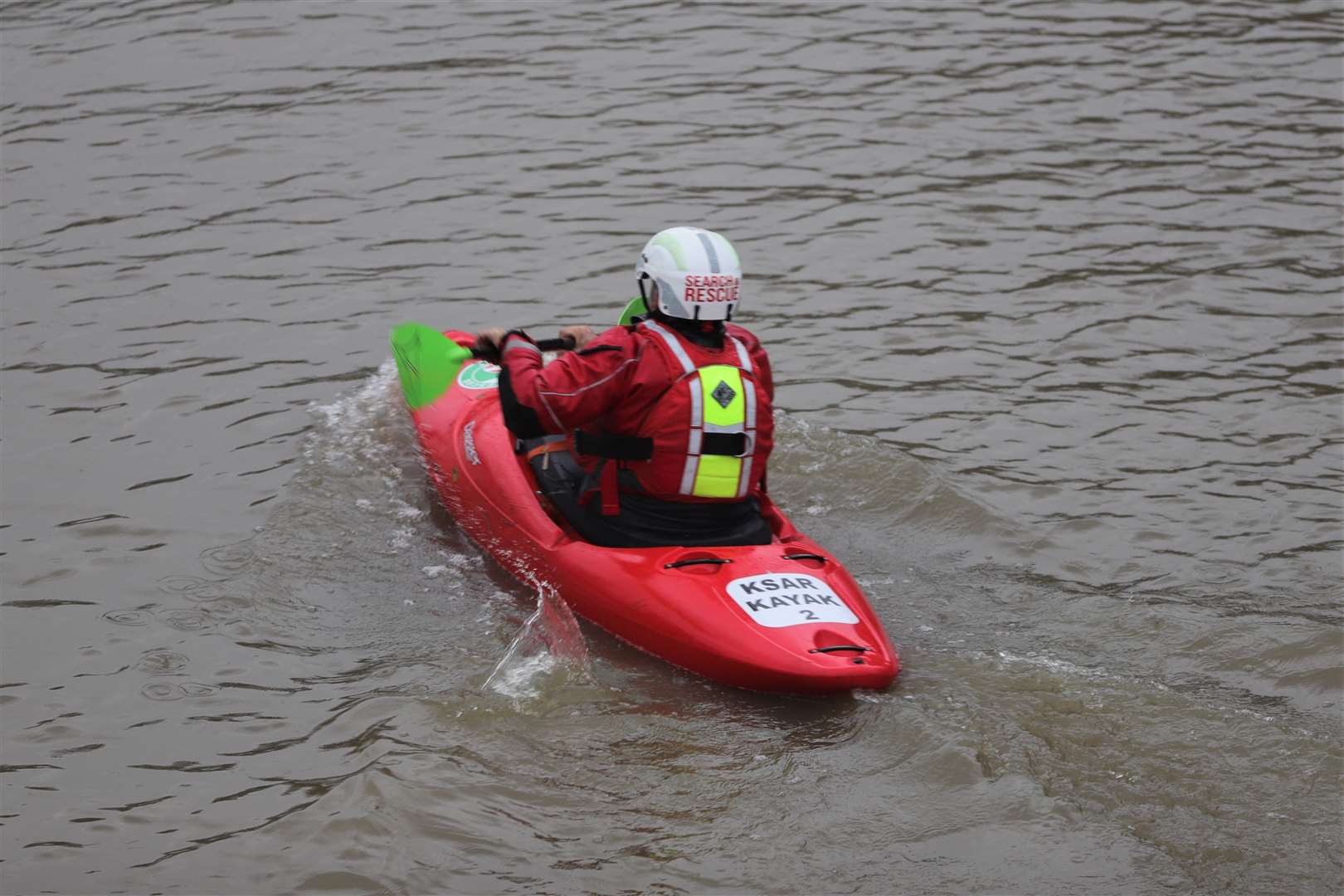 Searchers take to the water. Picture Keith Thompson