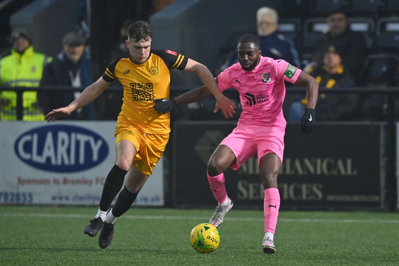 Dartford's Emmanuel Sonupe battles against Cray Wanderers. Picture: Keith Gillard