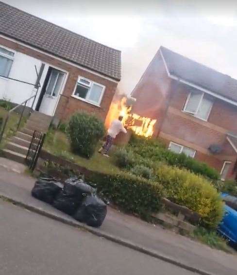 A fence between two homes in Mountbatten Avenue, Chatham caught alight. Pic- Ansis Valdmanis