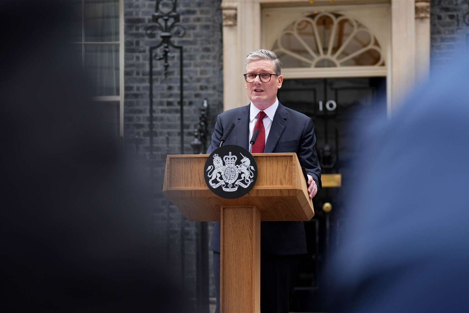 Sir Keir Starmer paid tribute to Rishi Sunak being the first Asian prime minister of the country in a speech outside 10 Downing Street (James Manning/PA)