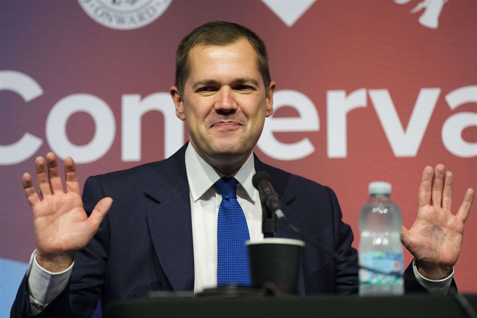 Leadership contender Robert Jenrick speaking at a fringe event during the Conservative Party conference (Jacob King/PA)