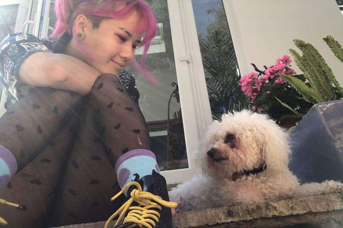 Emily with her beloved dog, Lily. Picture: Rebecca Set