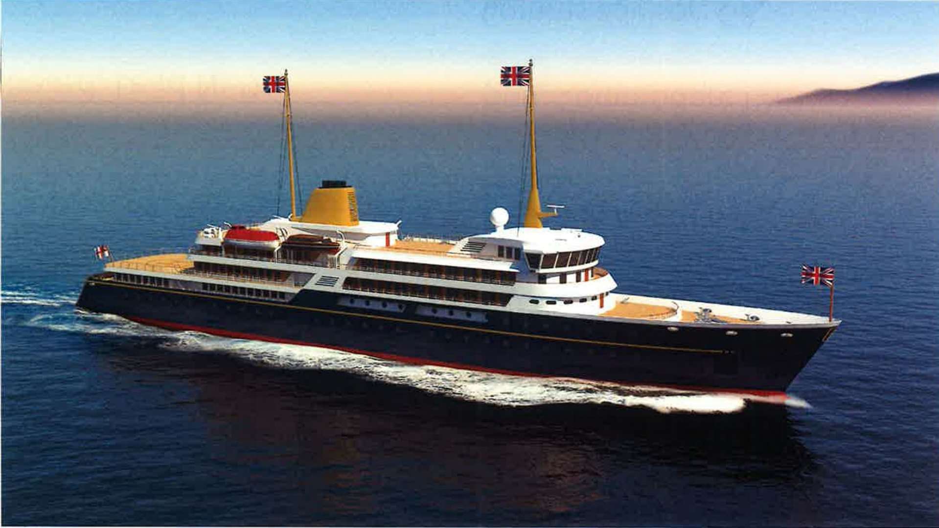 An artist’s impression of a new national flagship, the successor to the Royal Yacht Britannia (10 Downing Street)