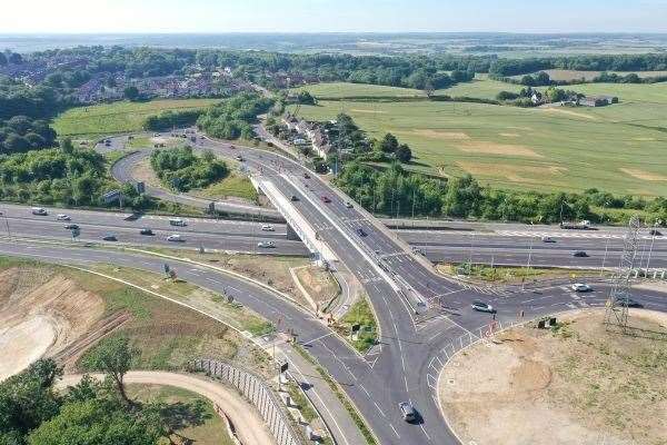 Aerial view of the upgraded Bean roundabout/junction. Picture: National Highways