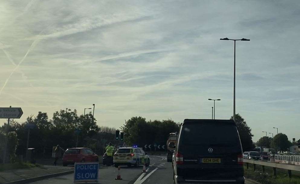 Police were called after a two-car collision on Berwick Way near the Medway City Estate this morning