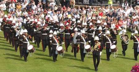 MOVING SIGHT: Beating Retreat in front of the Deal Memorial Bandstand. Picture: TERRY SCOTT