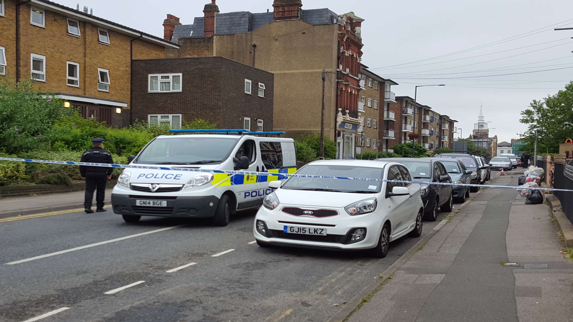 An officer needed hospital treatment after the late night incident