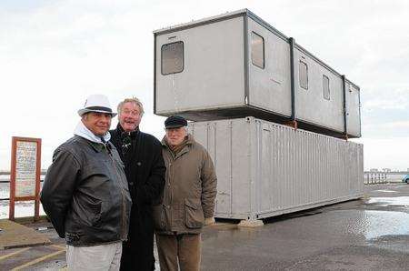 Marco Devereux, Geof Reed and Bob Eatwell outside the new office