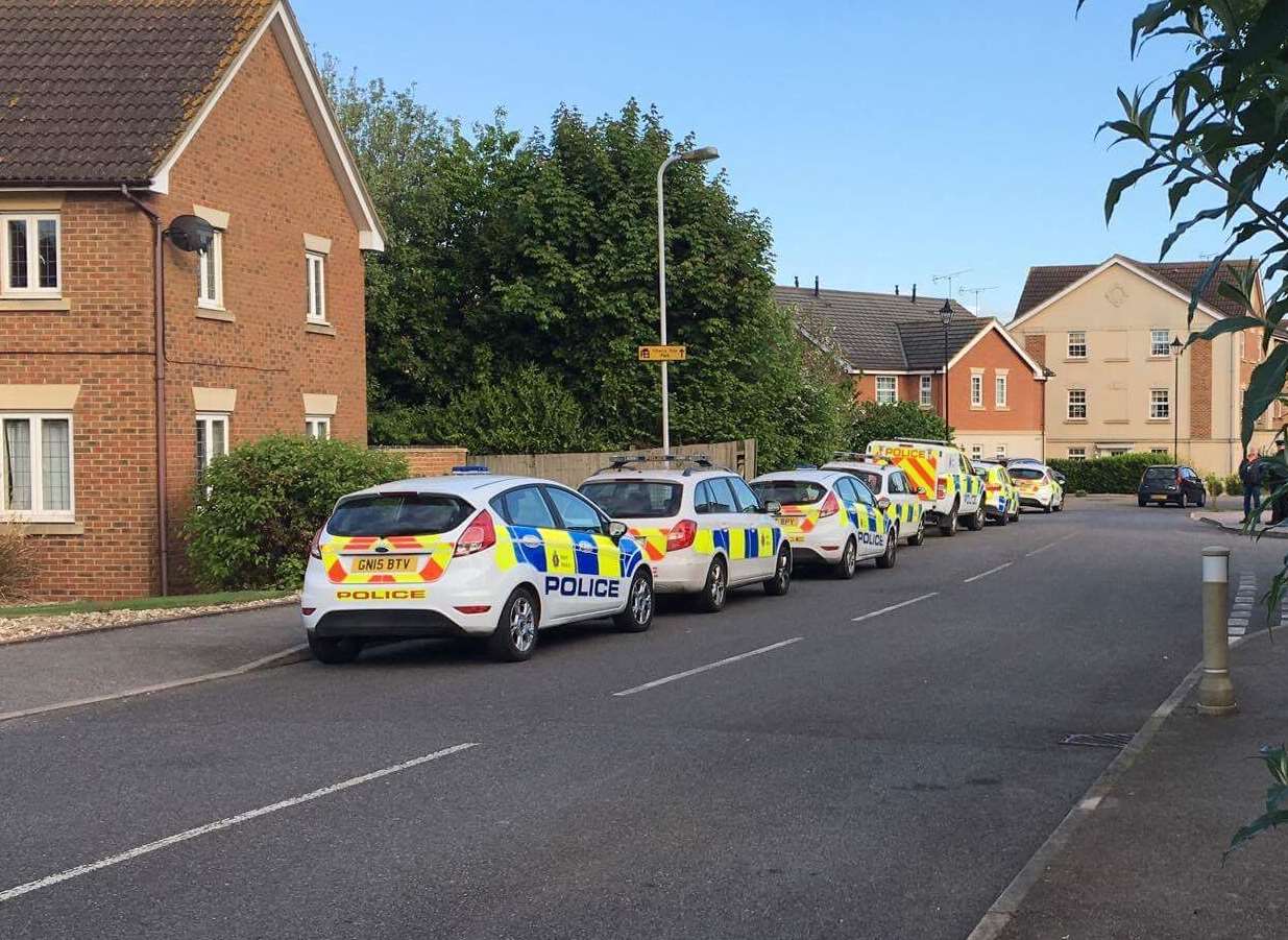 Police vehicles at the scene