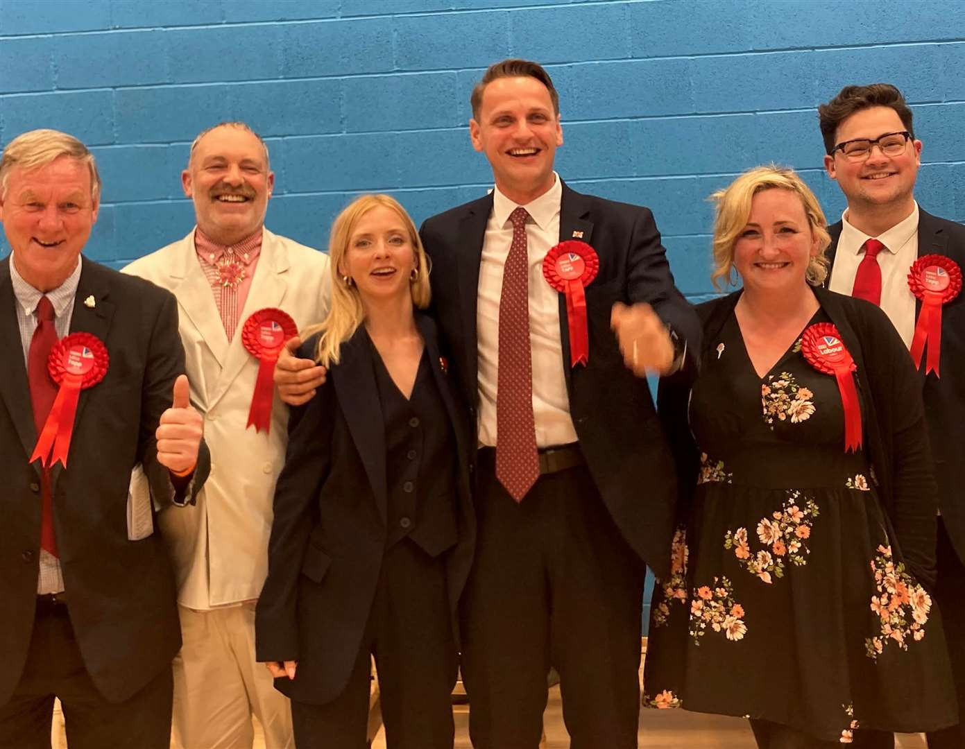 New Labour MP for Dover and Deal Mike Tapp celebrates with his supporters at the count