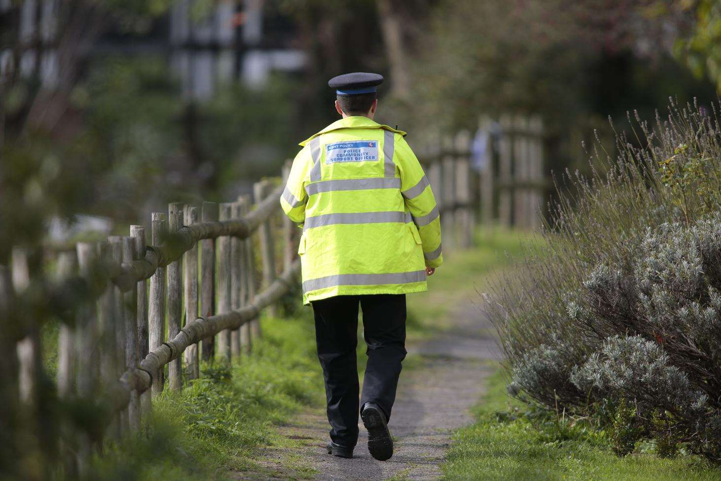 Police at the scene yesterday