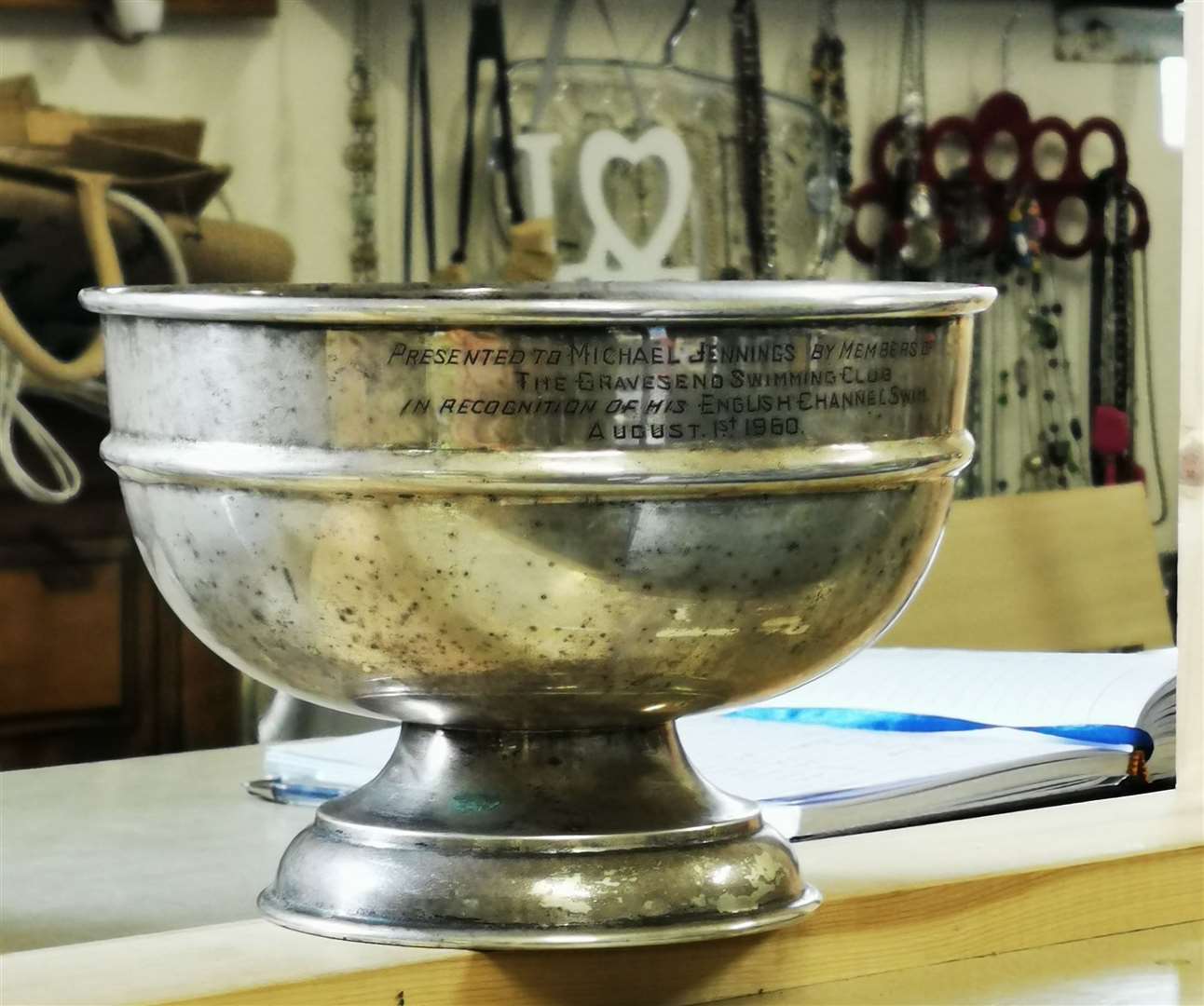 The rose bowl trophy was awarded to Michael in 1960 but had been missing for 50 years after he and his first wife separated in 1970. Picture: Michael Jennings