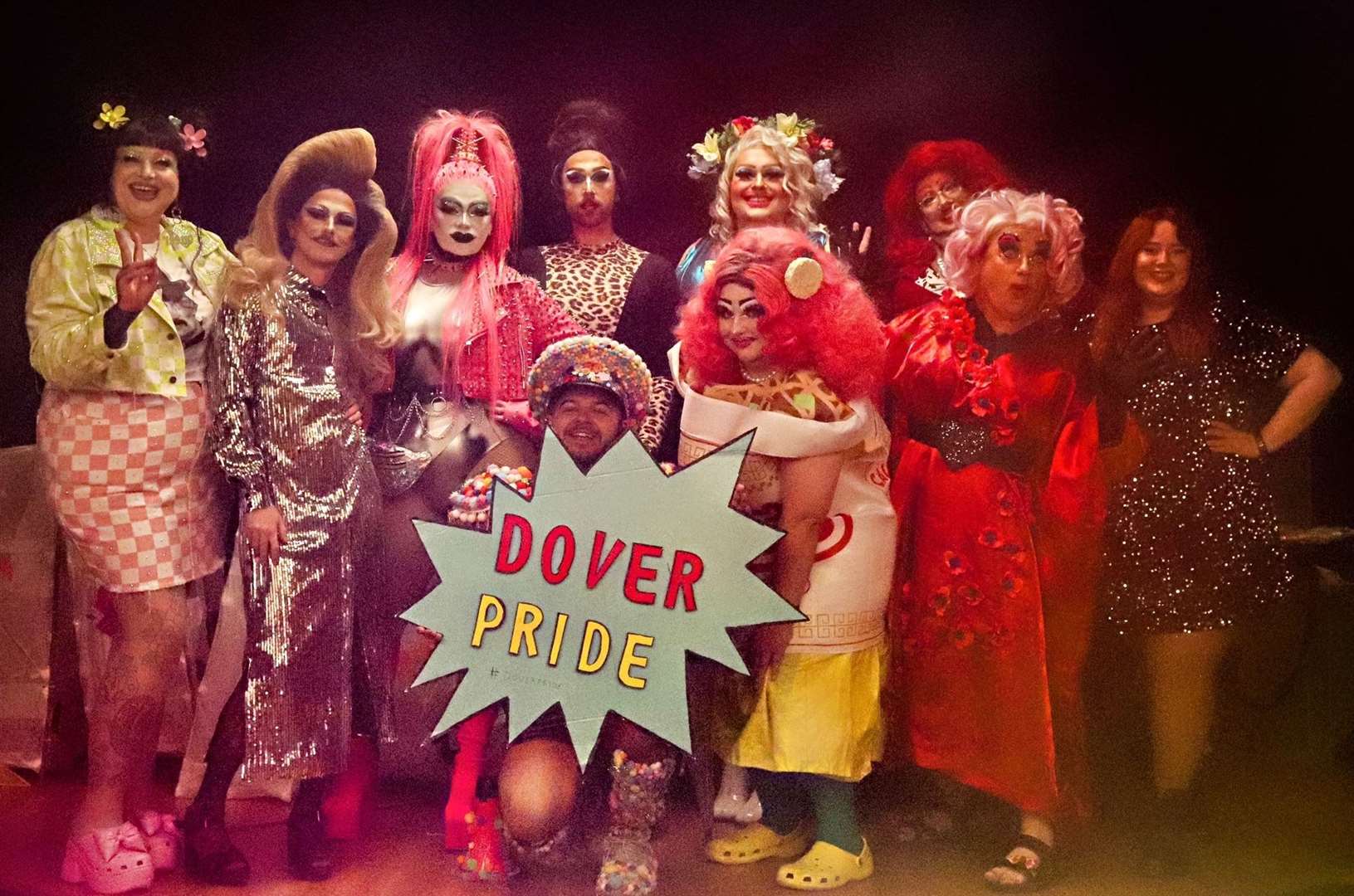 Despite the rain, Dover Pride 2024 was a colourful and jubilant event, from right to left: Emma Panda, The Diety, Havoc, Miss Di Vour, Frazer Doyle, Crunchy Noodle, Dee Lexia, Bettie Late N’ Ever, Poppy Love and Gi Gi Sings. Picture: John Doughty Photography