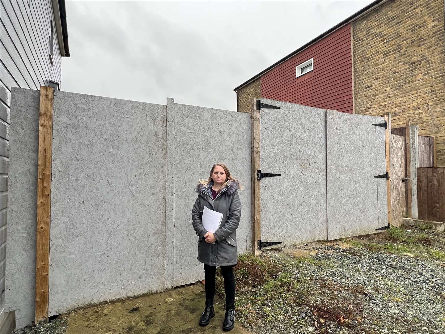 Cllr Chrissy Stamp (Lab) outside the Avenue Tennis club site off Second Avenue, Gillingham