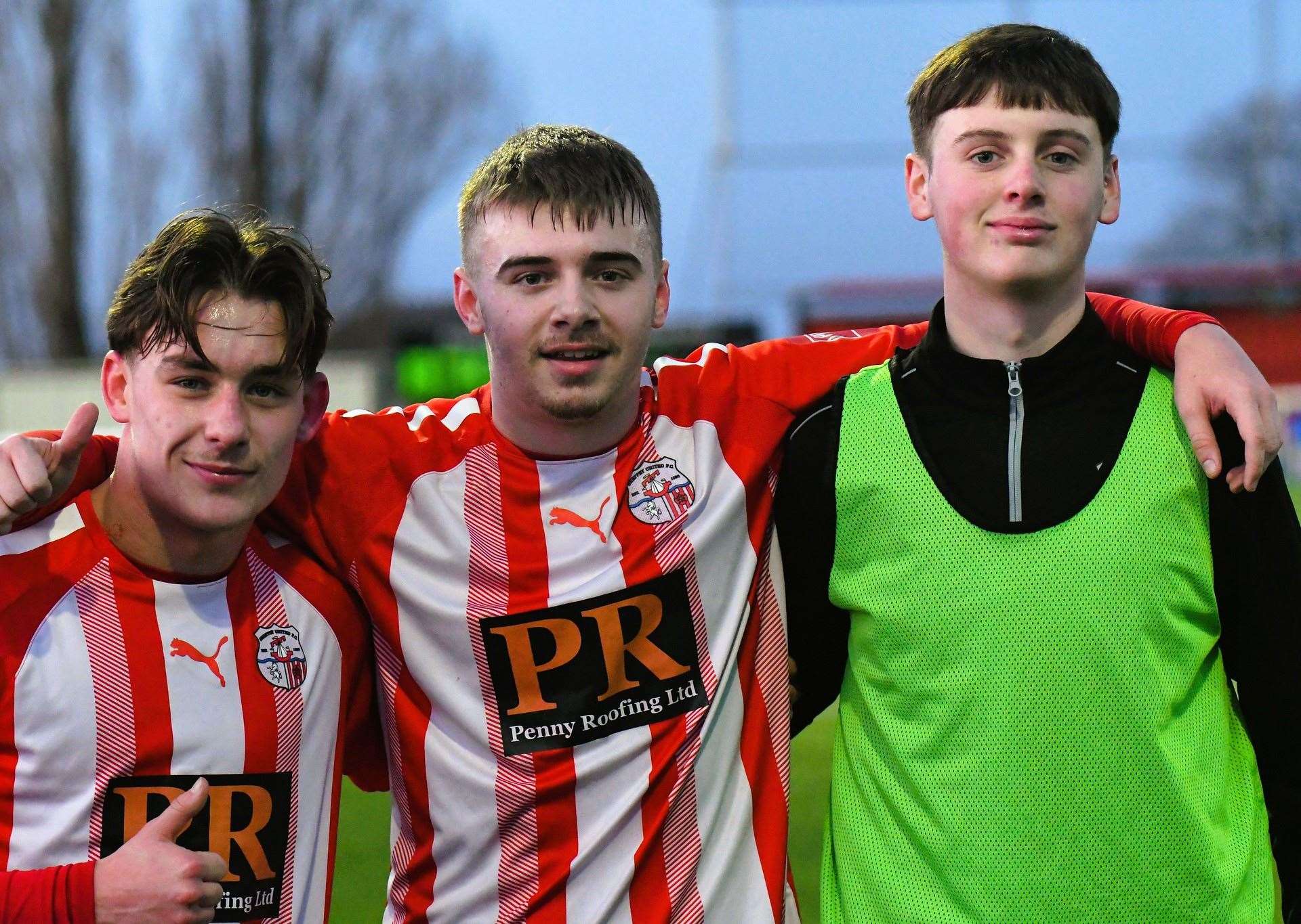 Sheppey United's young players Ethan Cole, Jack Marsh and Alfie Cragg Picture: Marc Richards